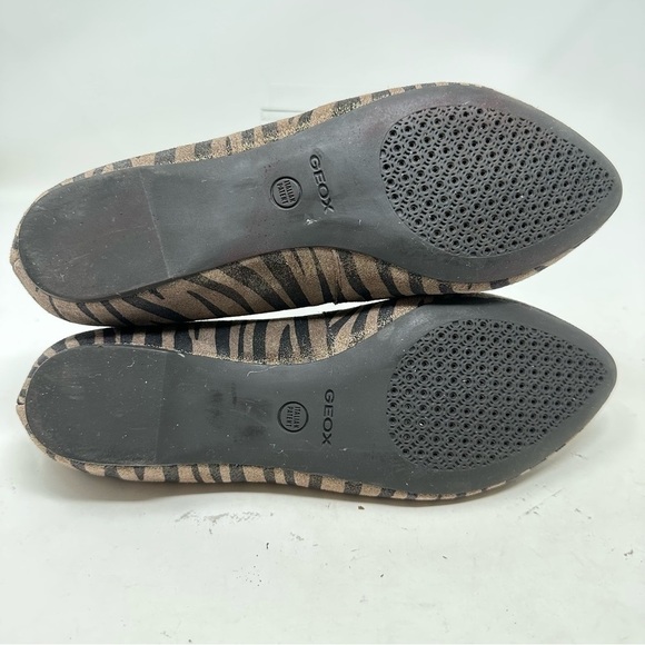 Geox Shoes Womens 37 US 7 Brown Grey‎ Animal Print Italian Leather Upper Flats - Picture 8 of 15
